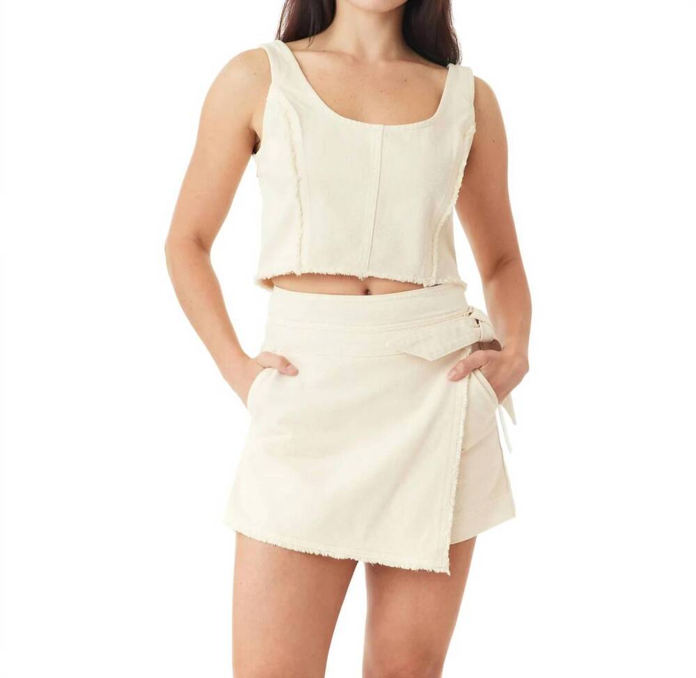 NEW HABITUAL frayed crop top in ecru